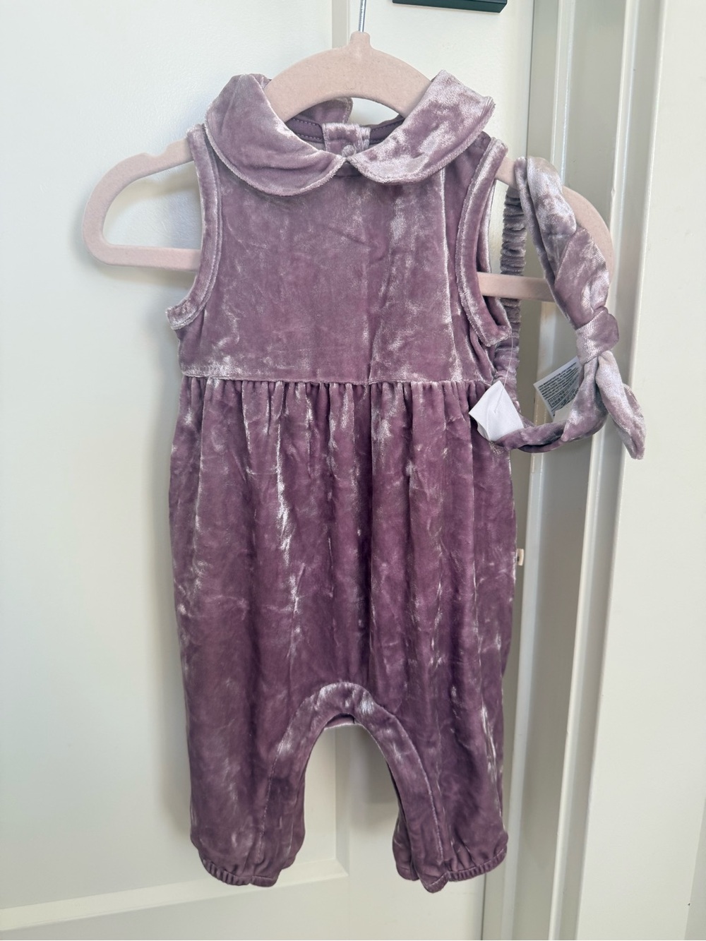 GAP Mauve Velvet Sleeveless Romper with Knotted Headband